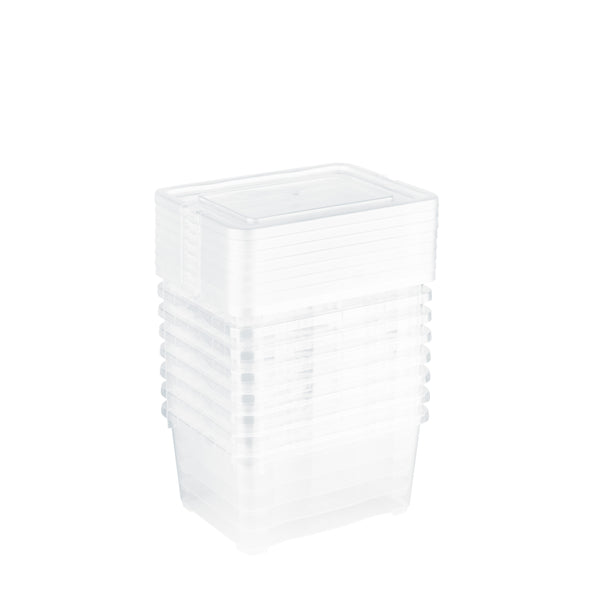 Grizzly Shop – Stapelbare transparente Aufbewahrungsboxen mit Deckel, 19,5 x 14,5 x 9 cm und einem Fassungsvermögen von 1,7 Litern, erhältlich in 2 verschiedenen Sets