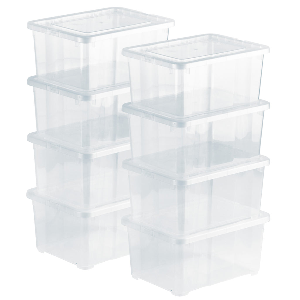 Grizzly Shop – Stapelbare transparente Aufbewahrungsboxen mit Deckel, 19,5 x 14,5 x 9 cm und einem Fassungsvermögen von 1,7 Litern, erhältlich in 2 verschiedenen Sets