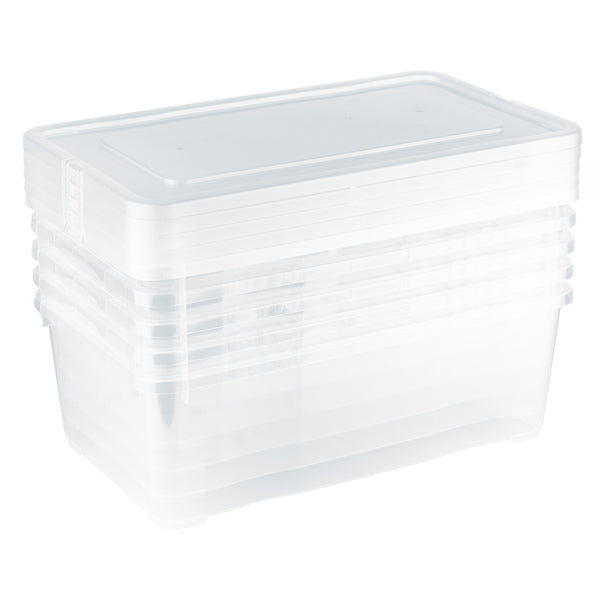 Grizzly Shop – Stapelbare transparente Aufbewahrungsboxen mit Deckel, 33,5 x 20 x 11 cm und einem Fassungsvermögen von 5 Litern, erhältlich in 2 verschiedenen Sets